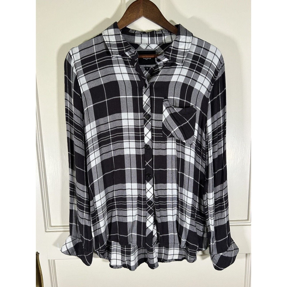 Rails Women’s Hunter Black White Plaid Button Long Sleeve Shirt Size Small
